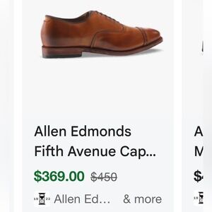 Allen Edmonds Men's Brown Leather Oxford Shoes, Size 12